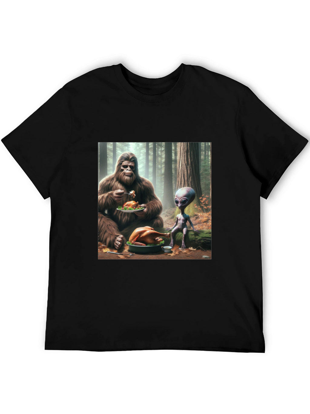 Sasquatch & Alien Thanksgiving T-Shirt