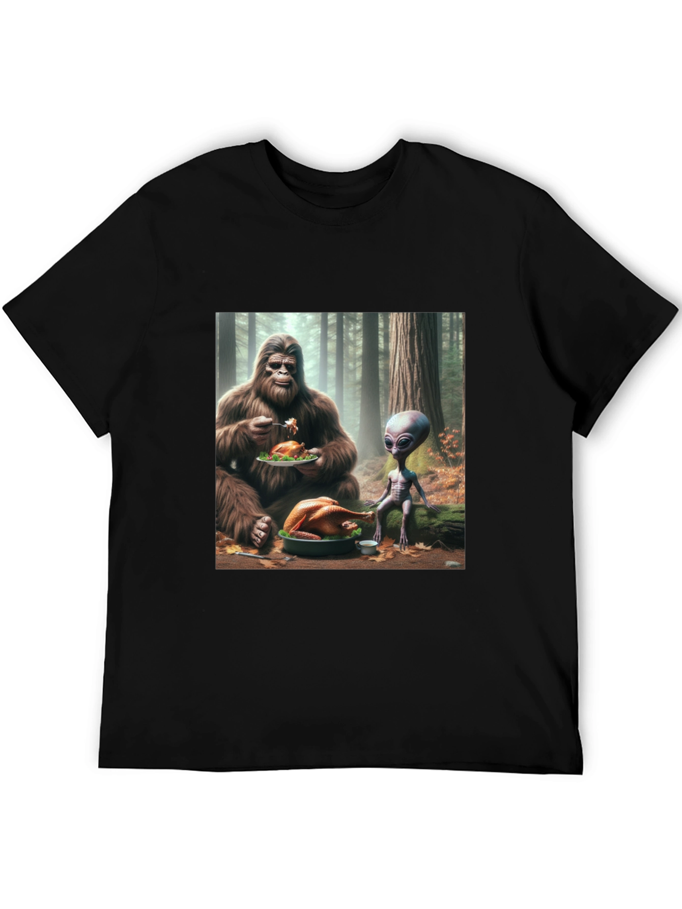 Sasquatch & Alien Thanksgiving T-Shirt