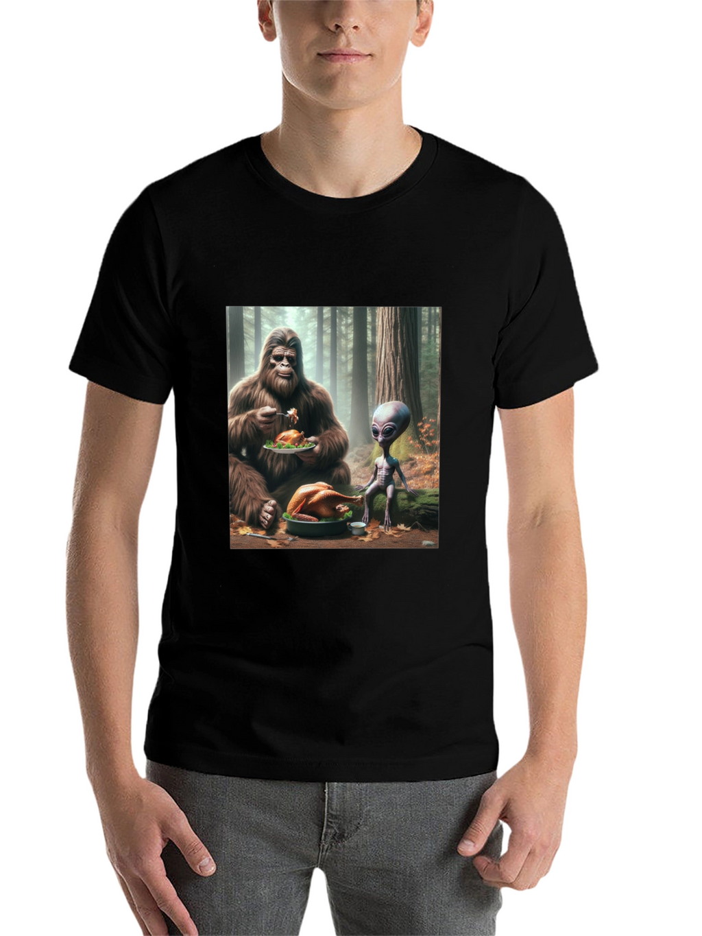 Sasquatch & Alien Thanksgiving T-Shirt