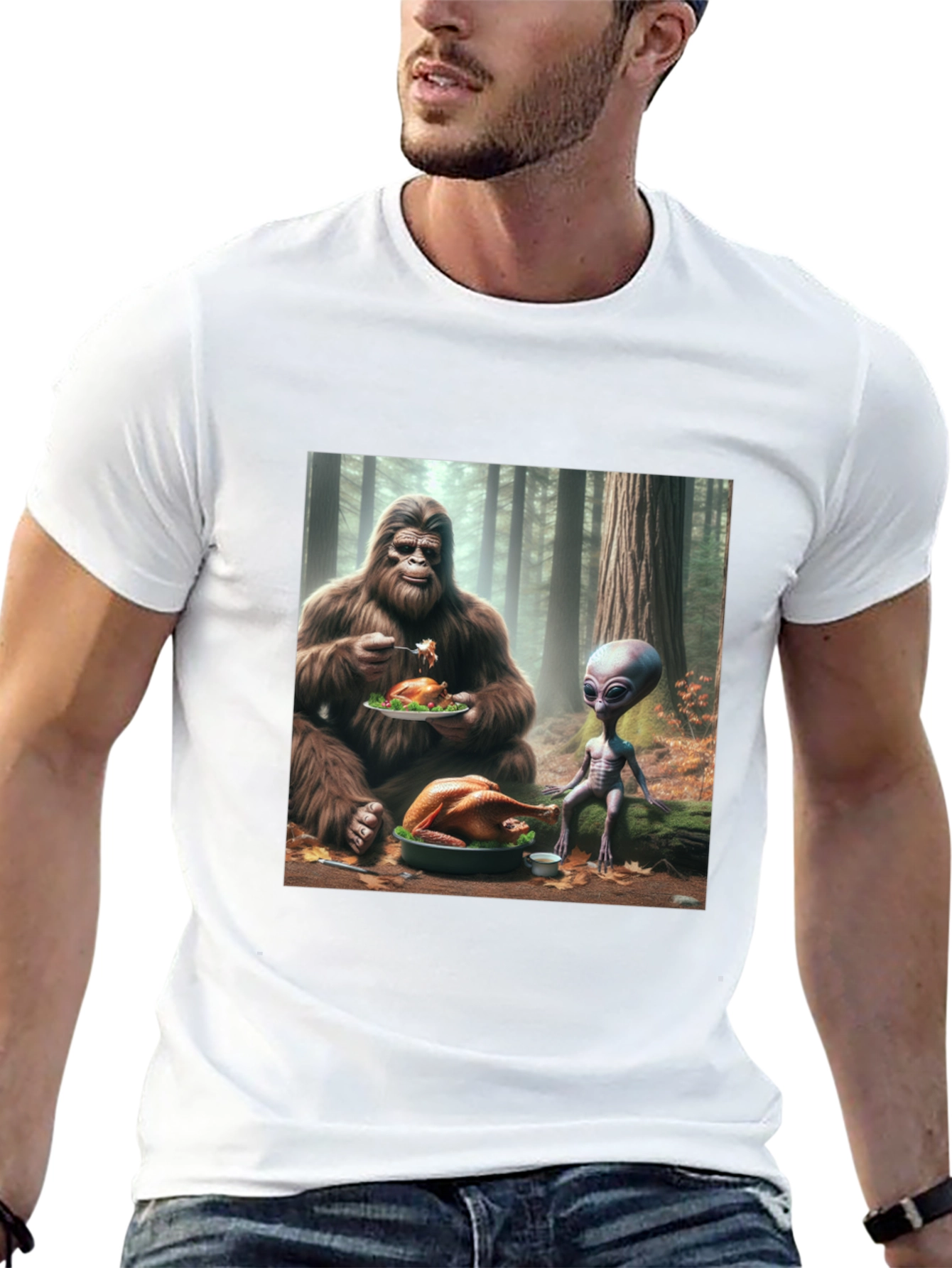Sasquatch & Alien Thanksgiving T-Shirt
