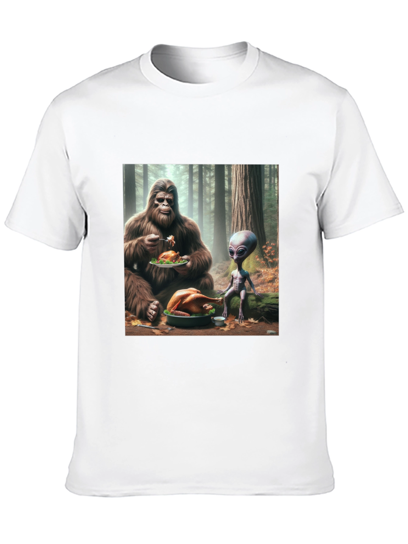 Sasquatch & Alien Thanksgiving T-Shirt