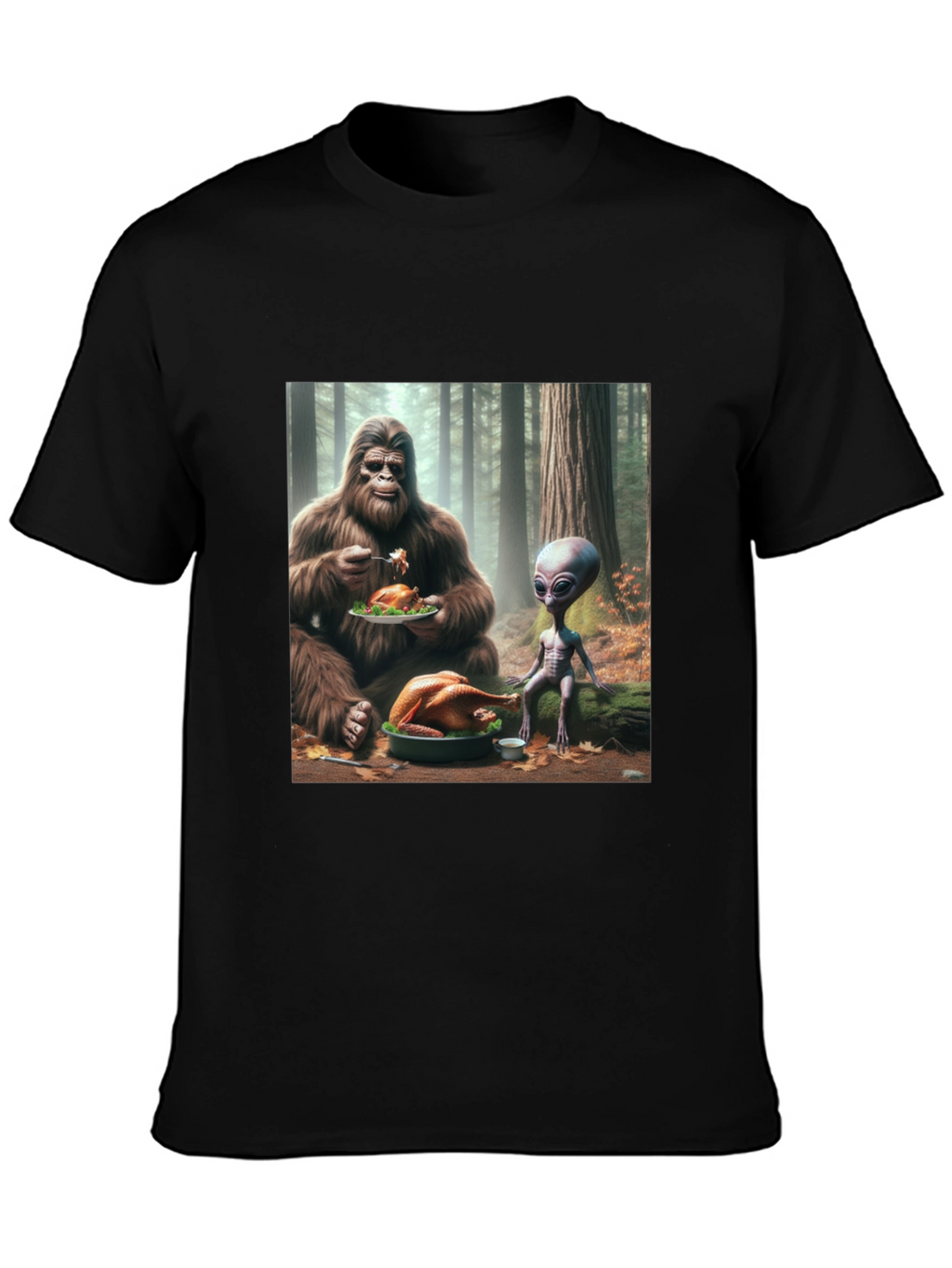 Sasquatch & Alien Thanksgiving T-Shirt