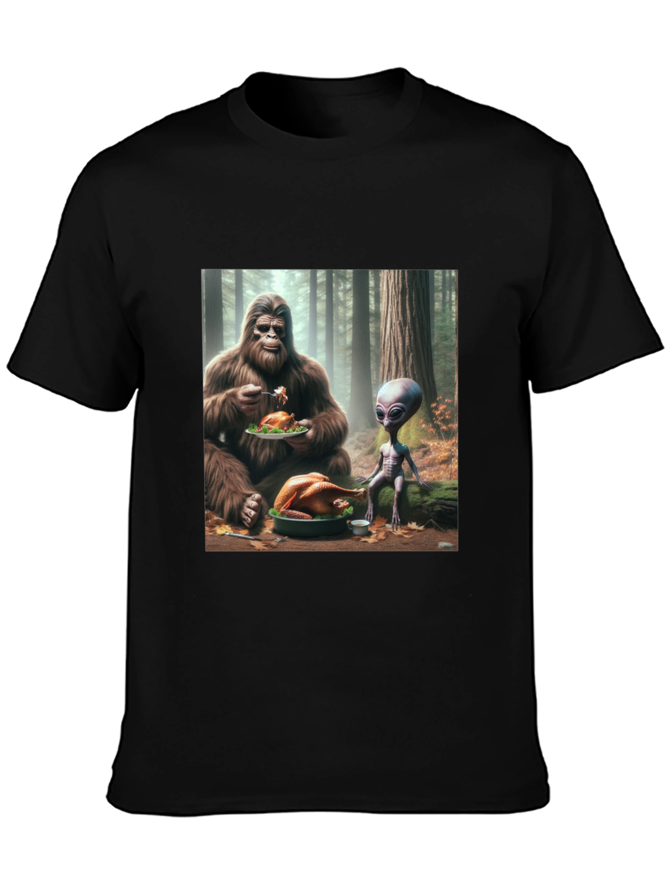 Sasquatch & Alien Thanksgiving T-Shirt