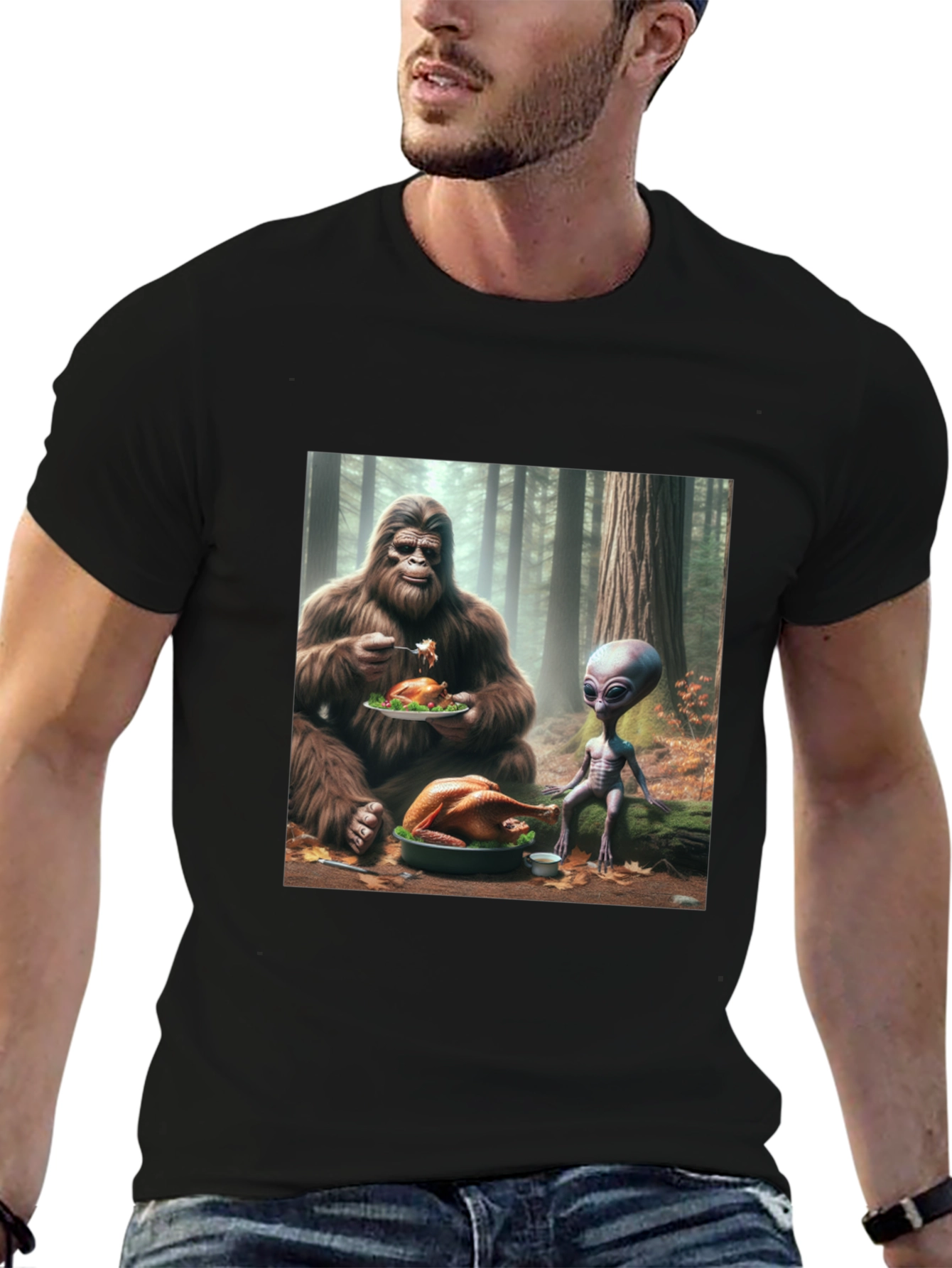 Sasquatch & Alien Thanksgiving T-Shirt