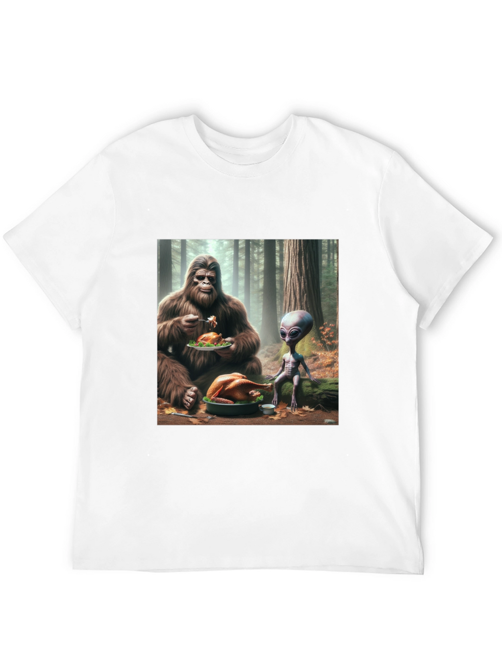 Sasquatch & Alien Thanksgiving T-Shirt