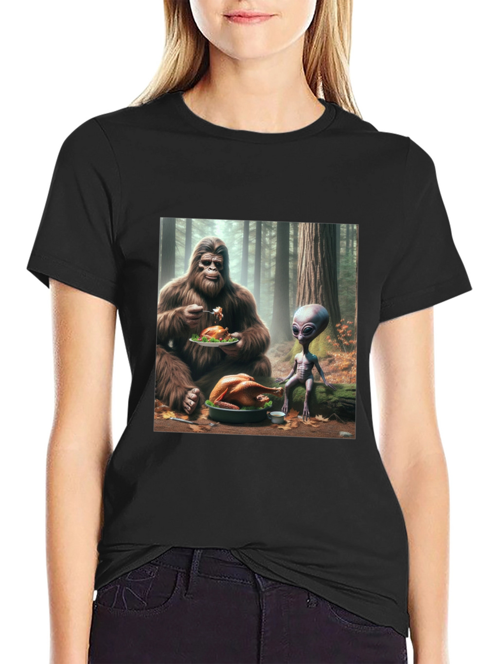 Sasquatch & Alien Thanksgiving T-Shirt