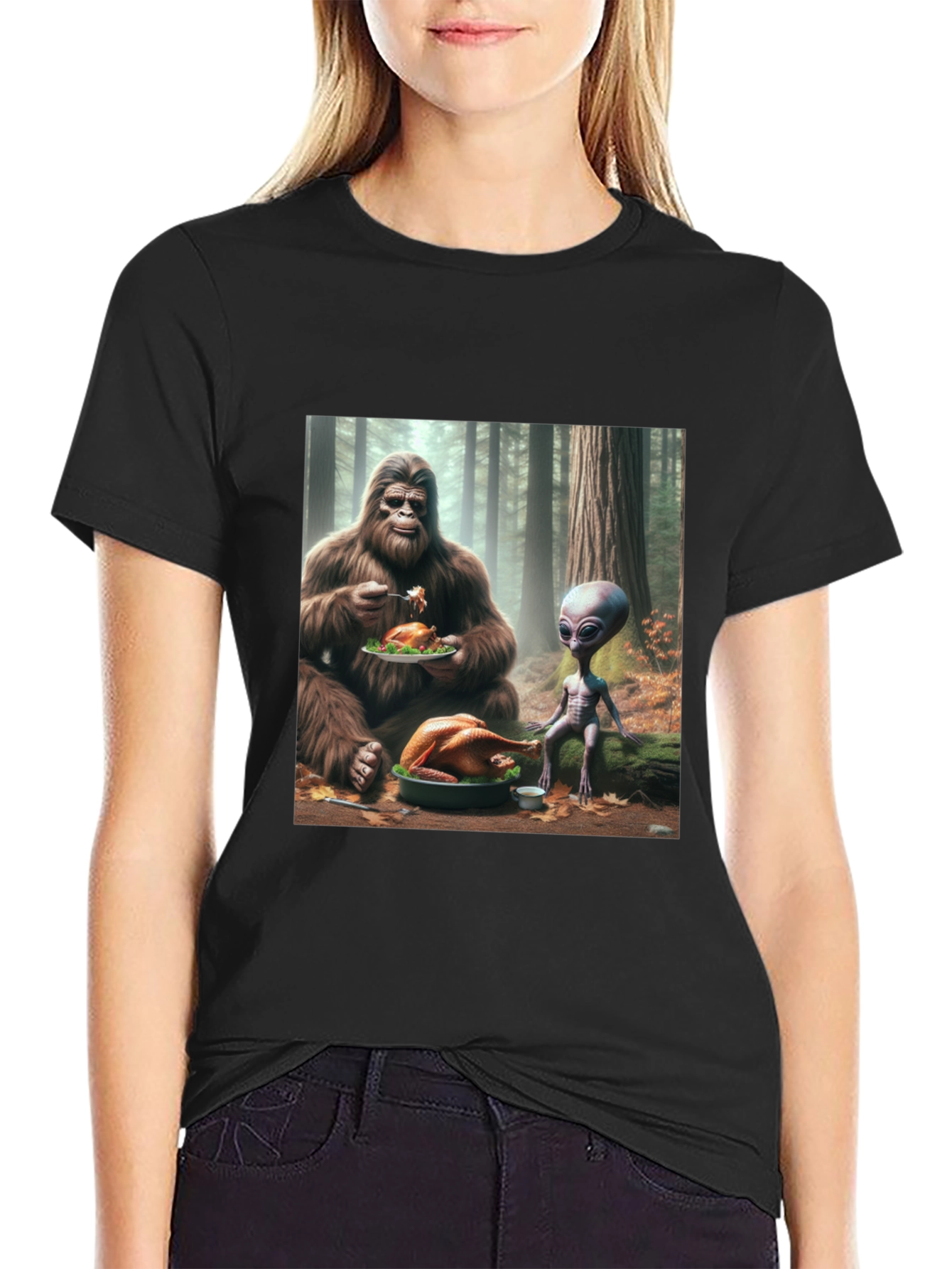 Sasquatch & Alien Thanksgiving T-Shirt