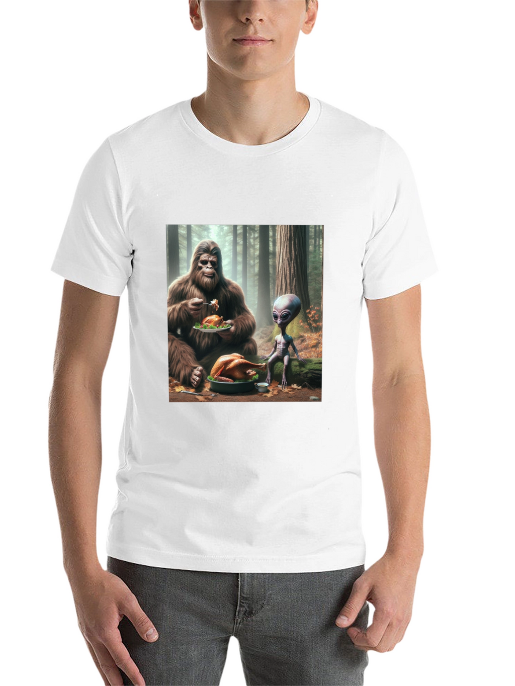 Sasquatch & Alien Thanksgiving T-Shirt