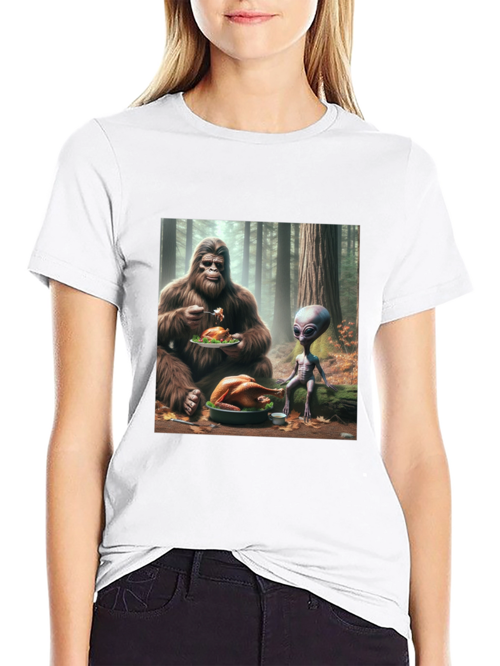 Sasquatch & Alien Thanksgiving T-Shirt