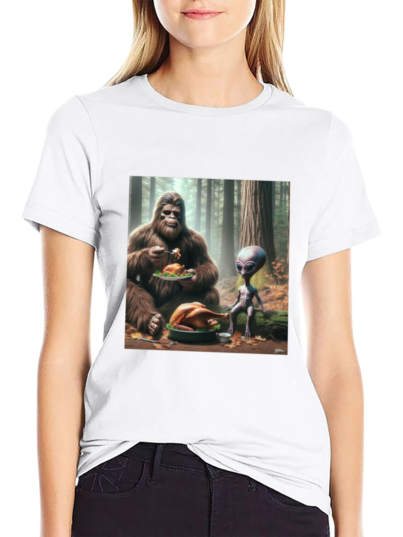 Sasquatch & Alien Thanksgiving T-Shirt