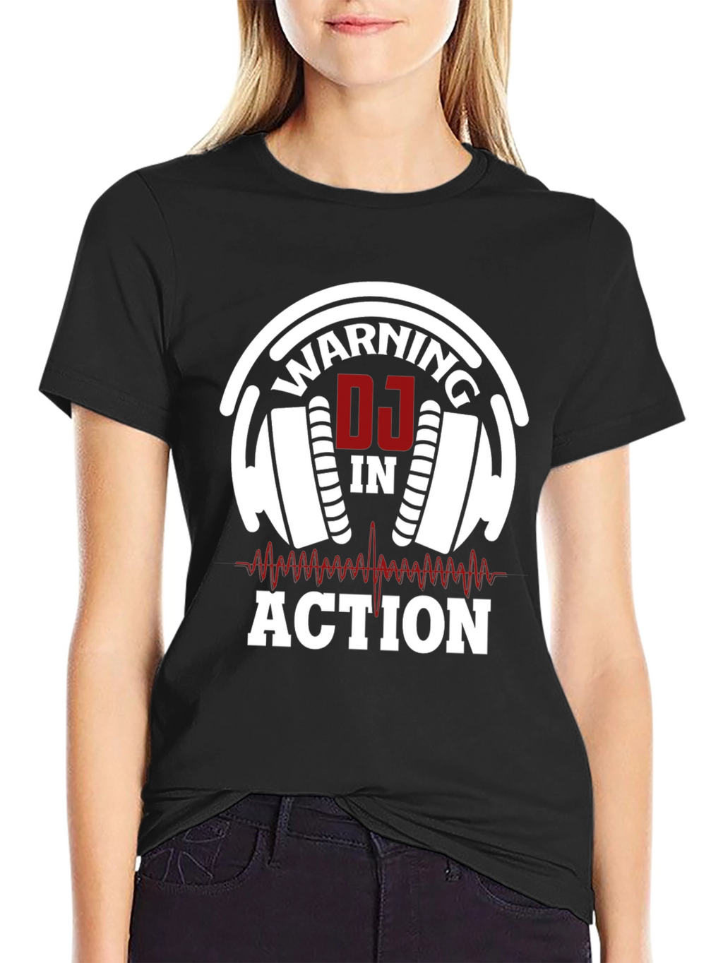 Warning DJ in Action Black T-Shirt