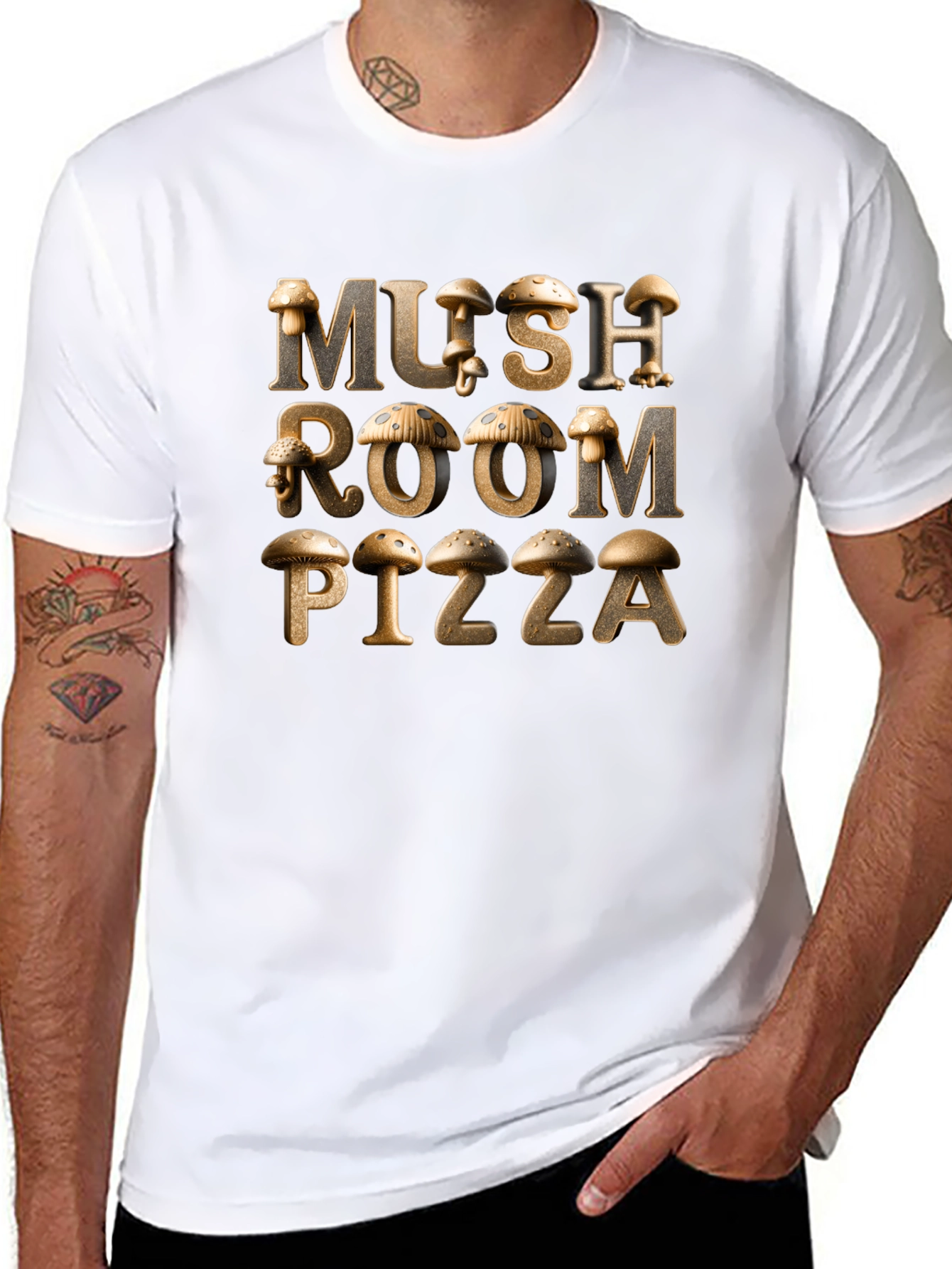 Mushroom Pizza Graphic Tee - Unique Design!