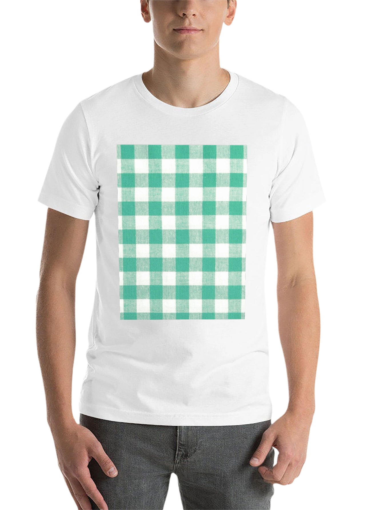 Gingham Pattern T-Shirt - Black