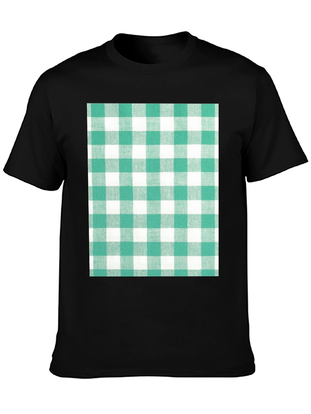Gingham Pattern T-Shirt - Black