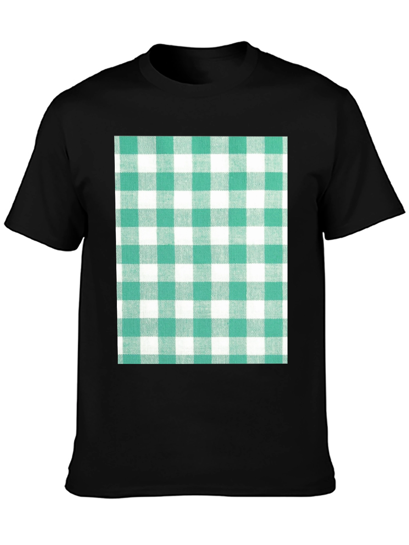 Gingham Pattern T-Shirt - Black