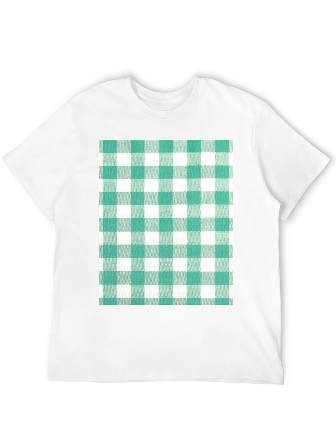Gingham Pattern T-Shirt - Black
