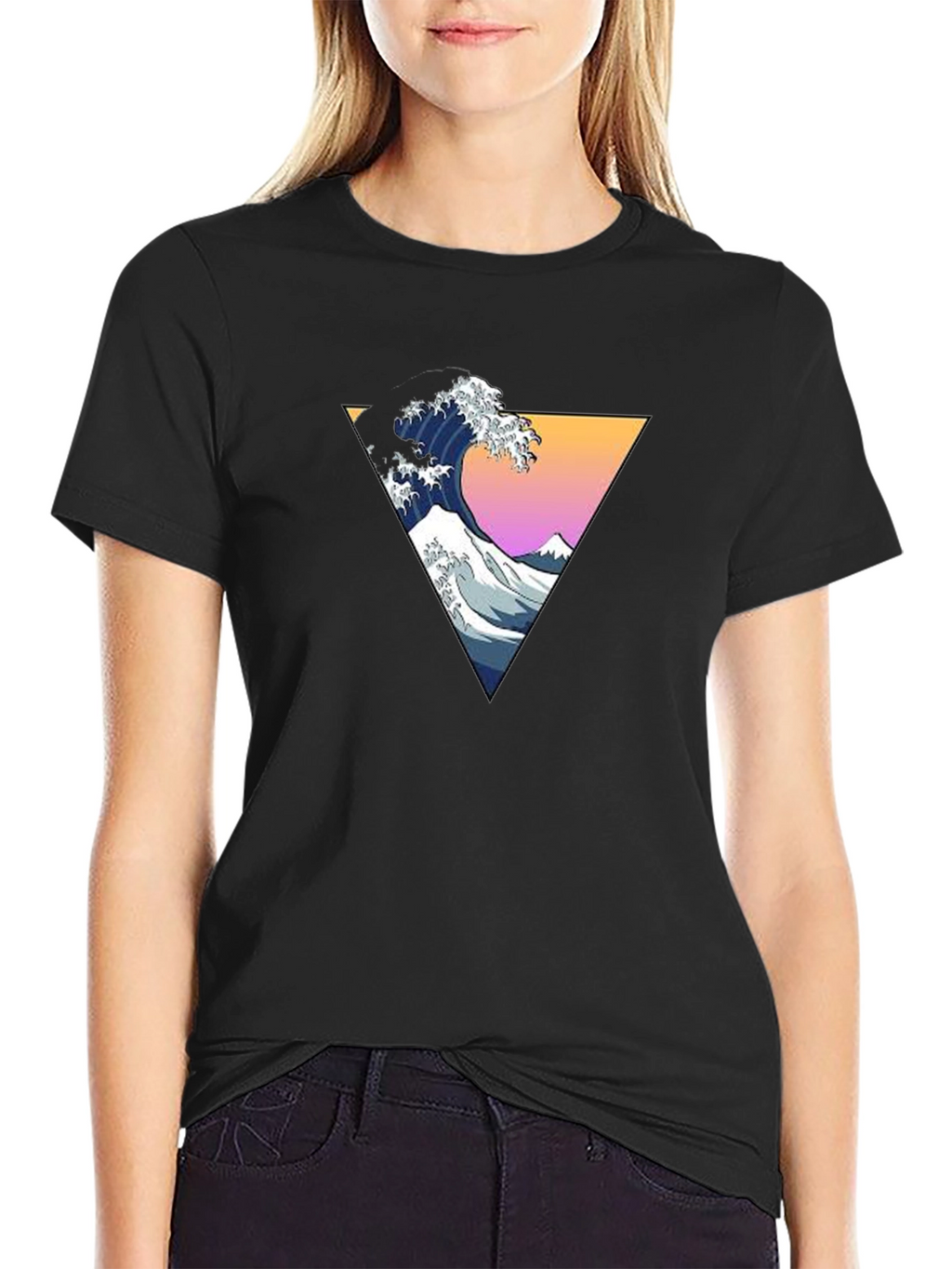 Great Wave Triangle Graphic Tee - Black
