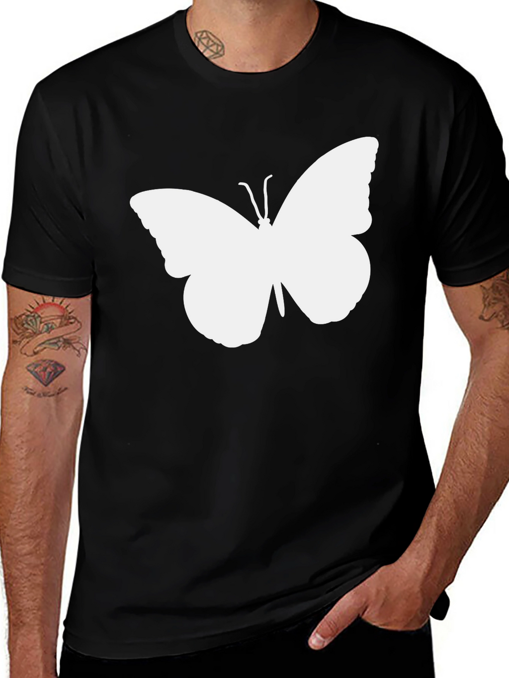 Butterfly Graphic Tee - Mens Black T-Shirt