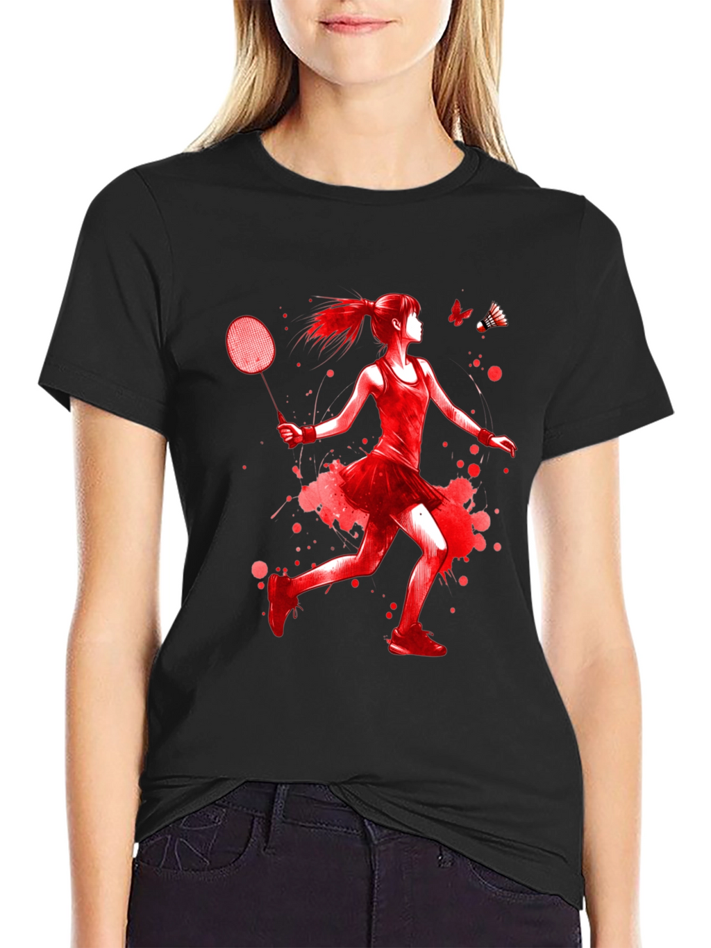 Badminton Player Graphic T-Shirt