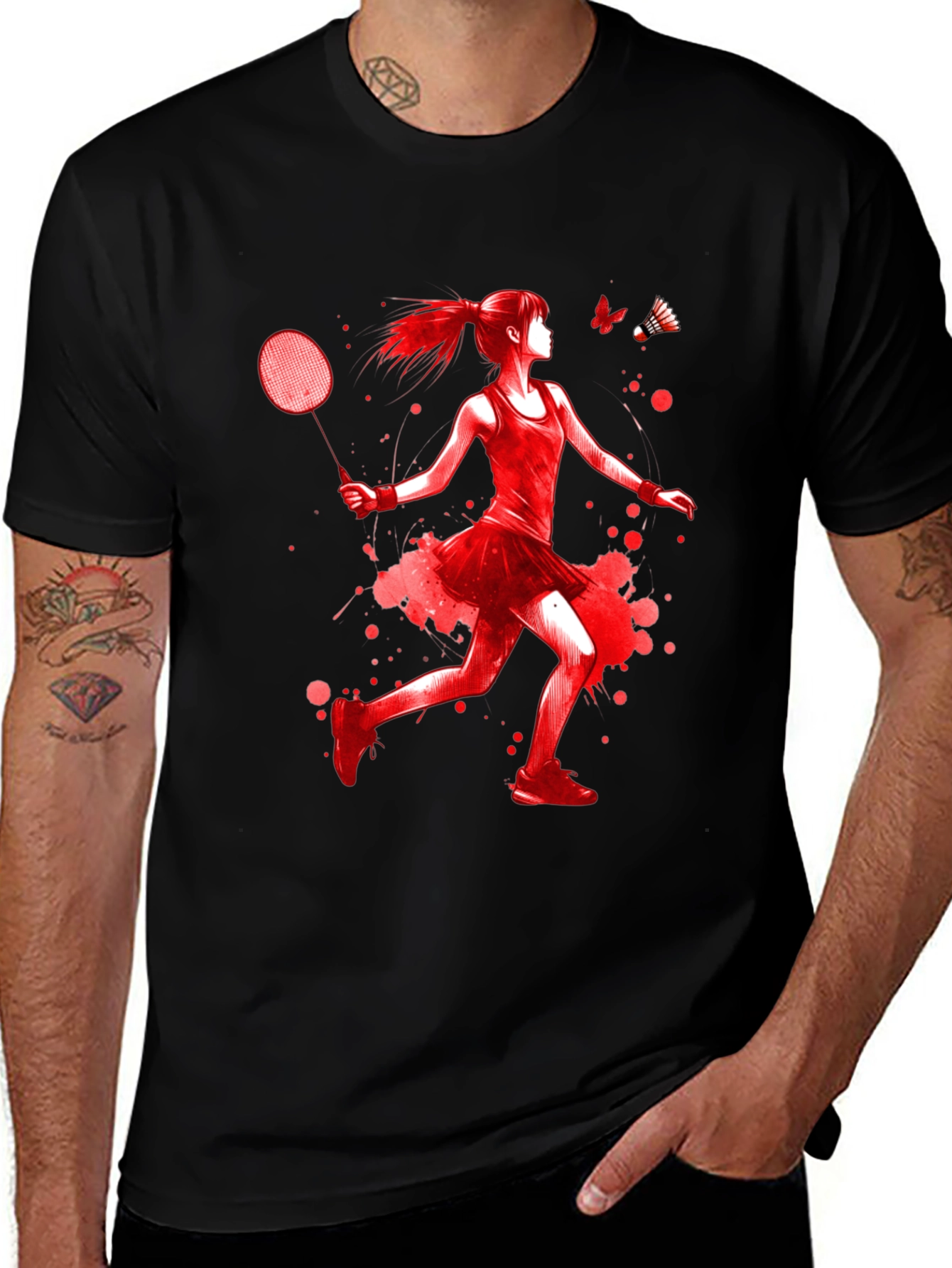 Badminton Player Graphic T-Shirt
