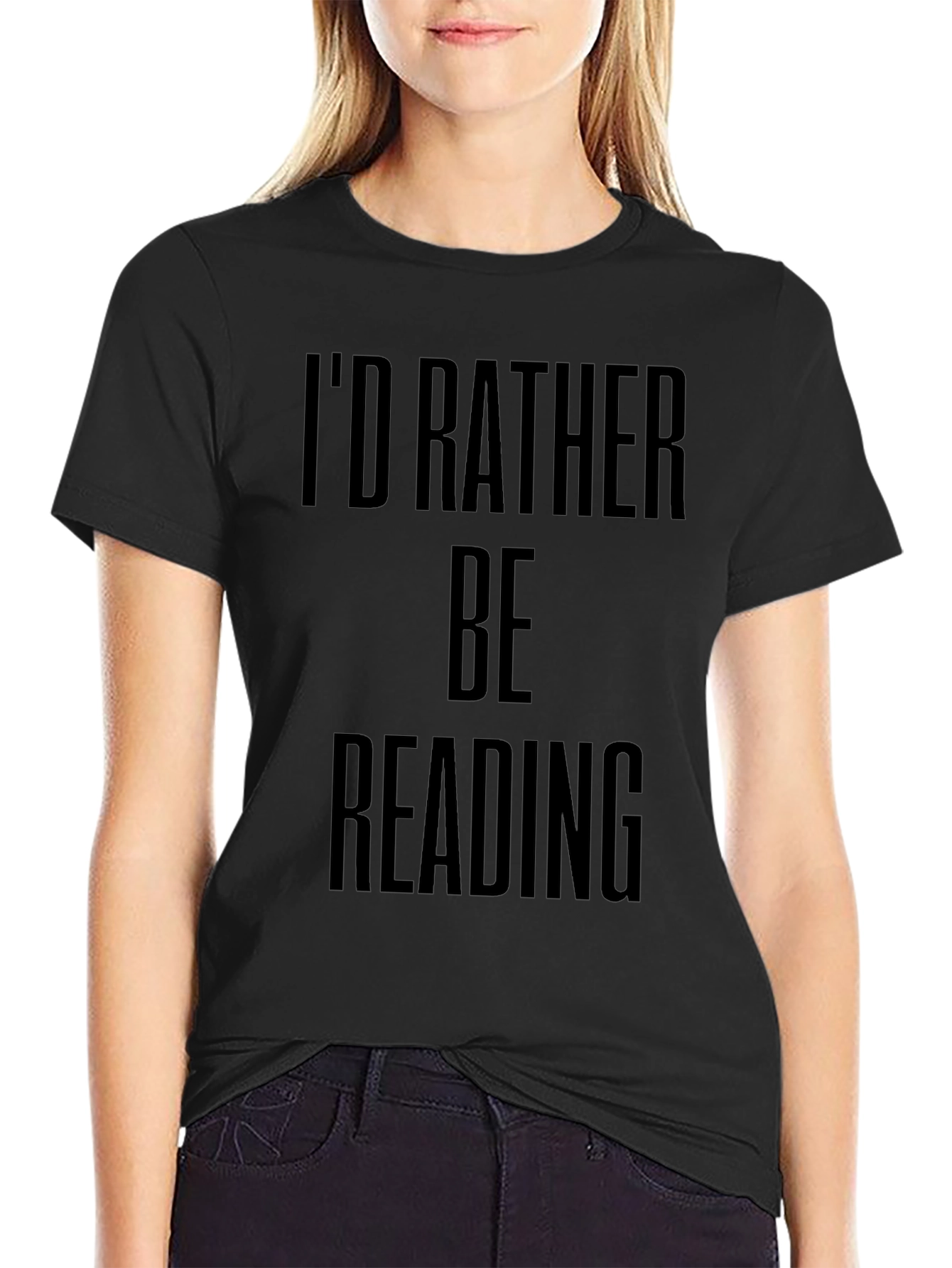 Id Rather Be Reading Black Graphic Tee