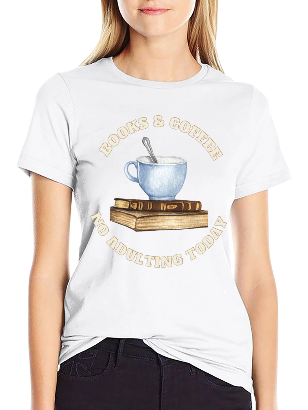 Books & Coffee T-Shirt - No Adulting Today