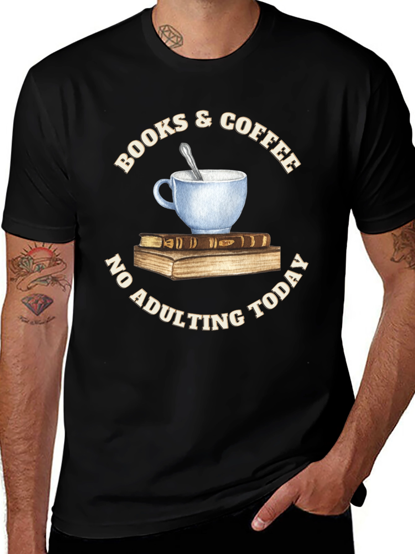 Books & Coffee T-Shirt - No Adulting Today