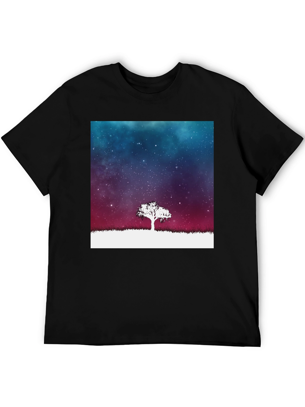 Galaxy Tree Graphic Tee - Stylish Mens Black T-Shirt