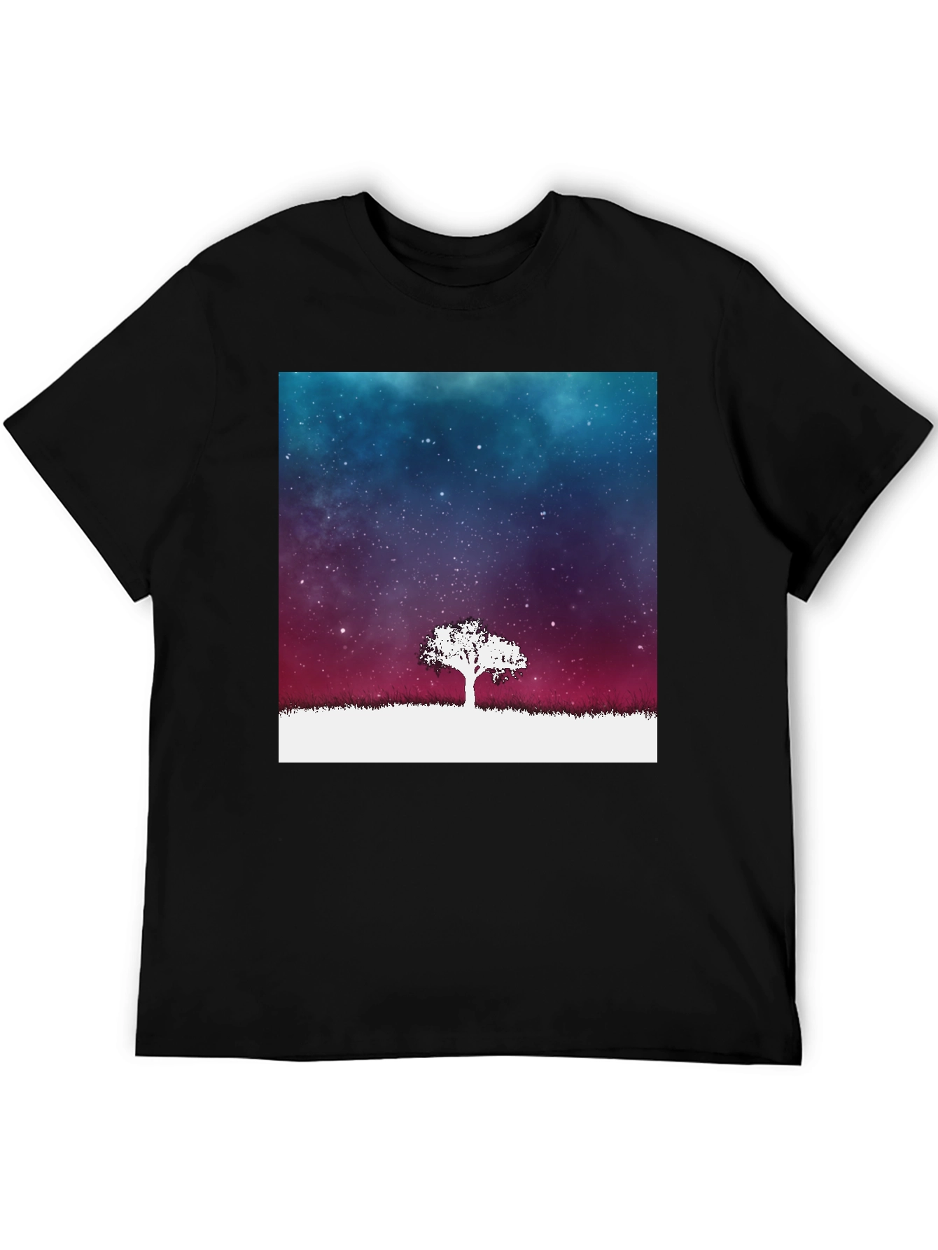 Galaxy Tree Graphic Tee - Stylish Mens Black T-Shirt