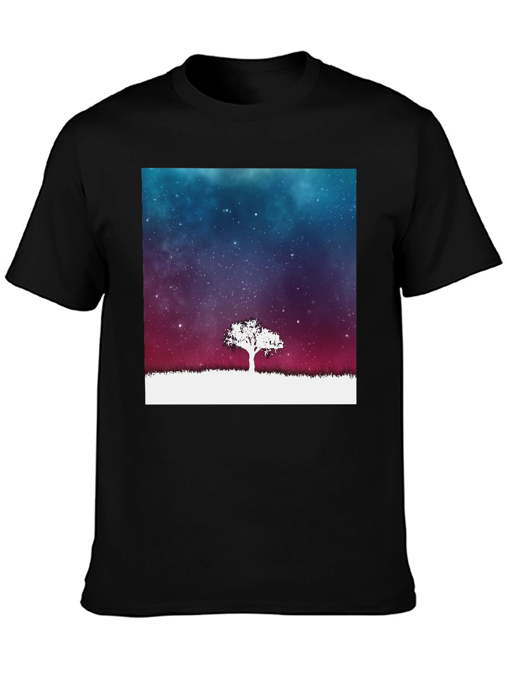 Galaxy Tree Graphic Tee - Stylish Mens Black T-Shirt