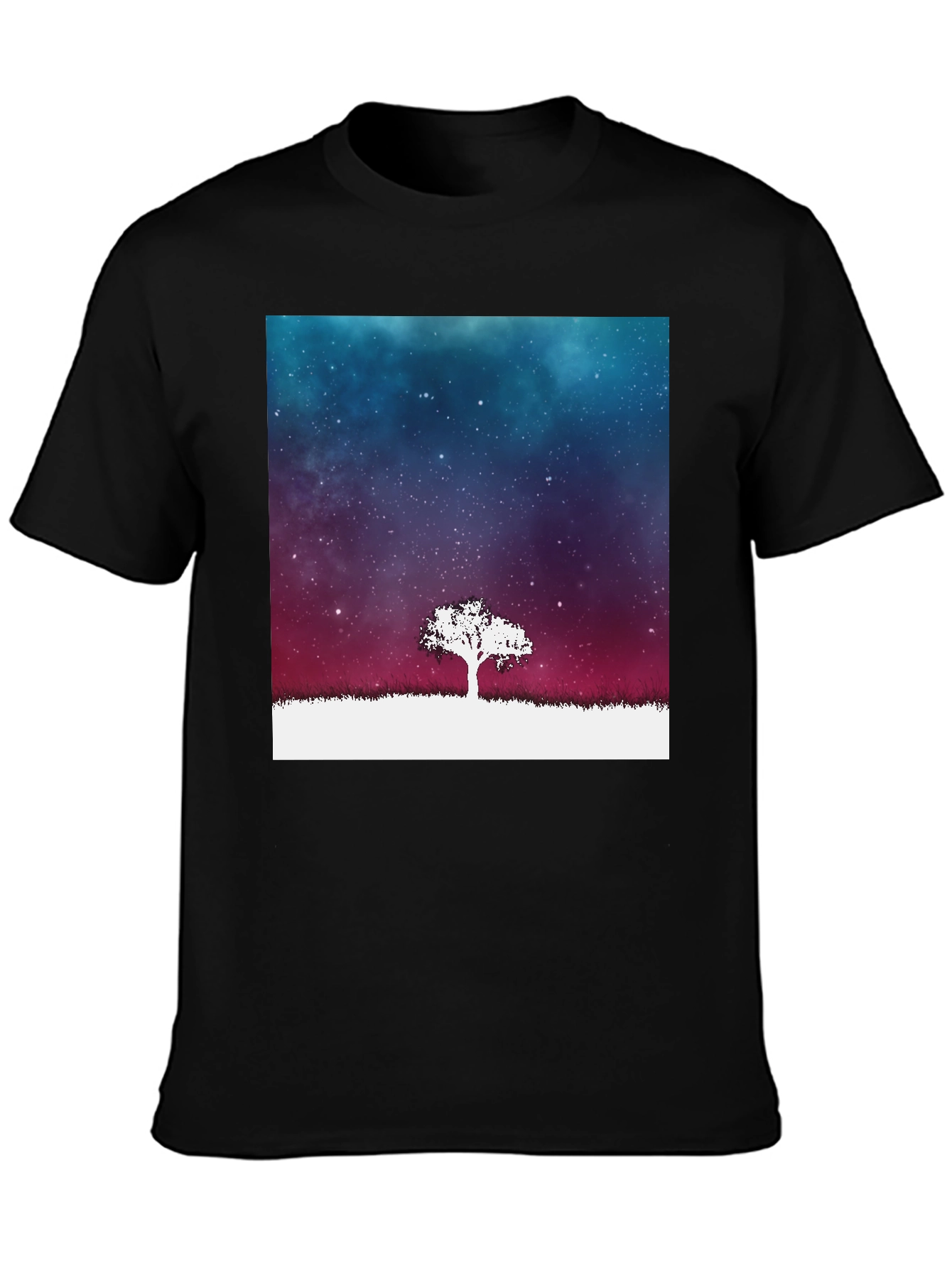 Galaxy Tree Graphic Tee - Stylish Mens Black T-Shirt
