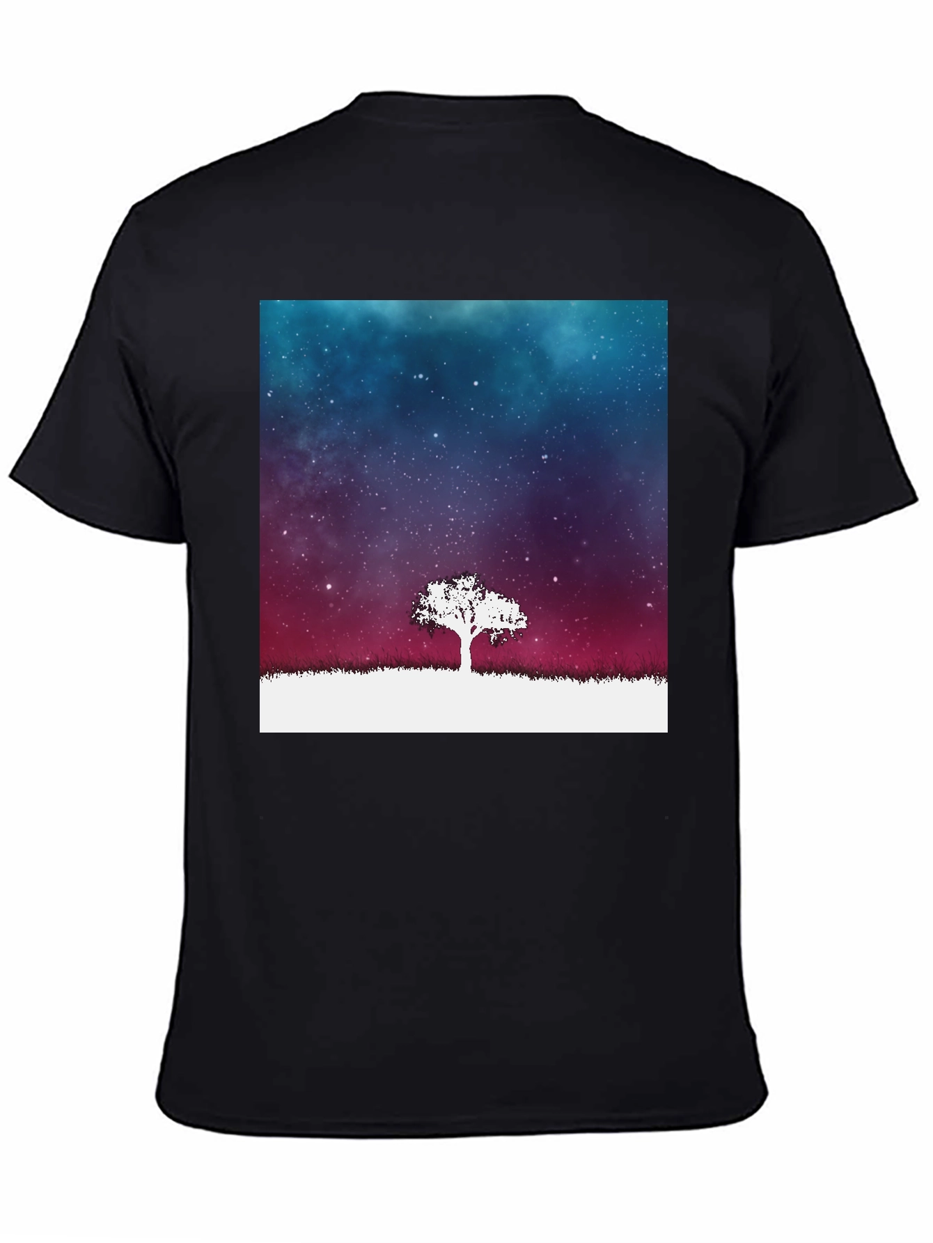 Galaxy Tree Graphic Tee - Stylish Mens Black T-Shirt