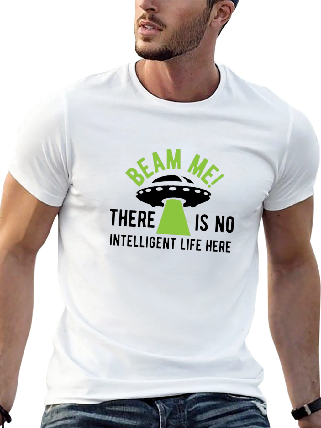 Beam Me Up! Alien UFO Graphic T-Shirt
