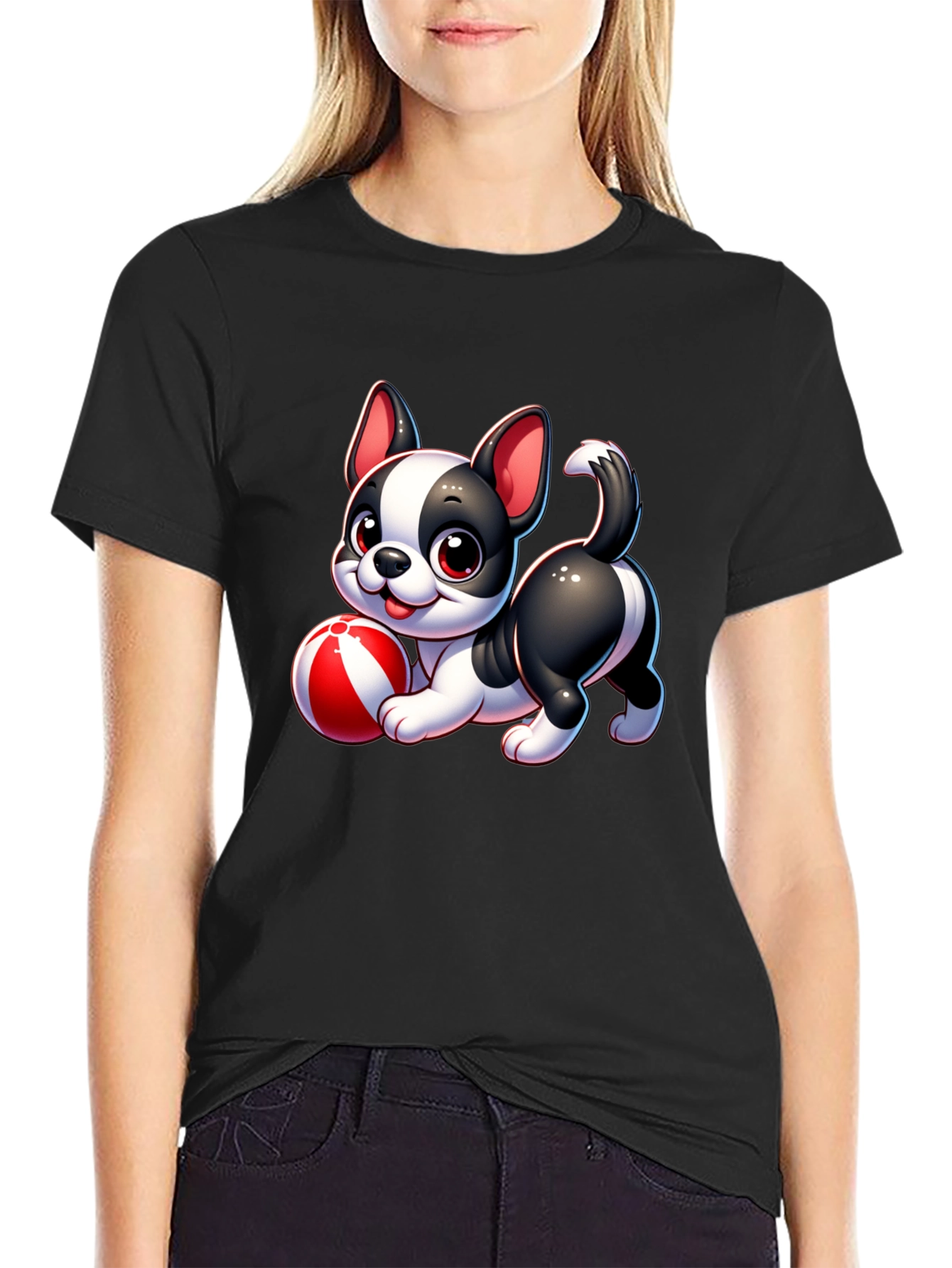 Cute Cartoon Dog with Ball Graphic Tee