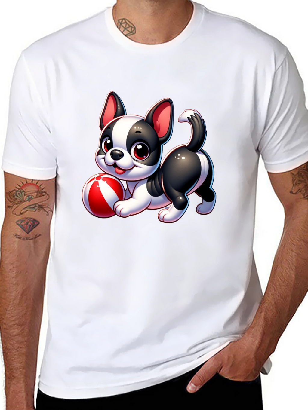 Cute Cartoon Dog with Ball Graphic Tee