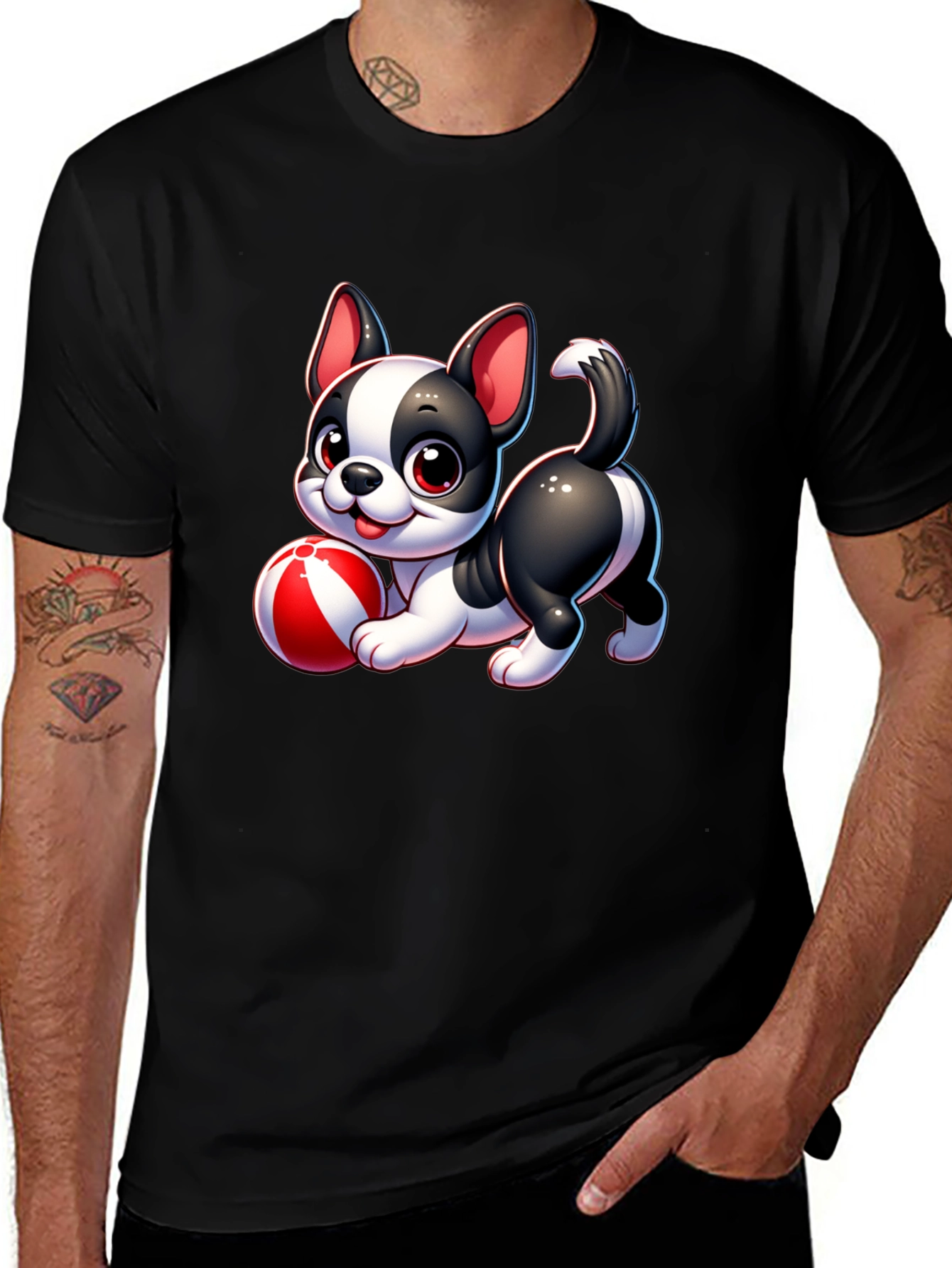 Cute Cartoon Dog with Ball Graphic Tee