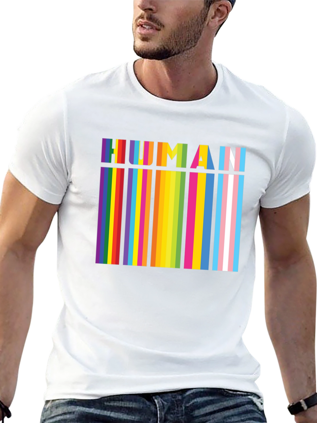 HUMAN Pride Rainbow Stripes T-Shirt