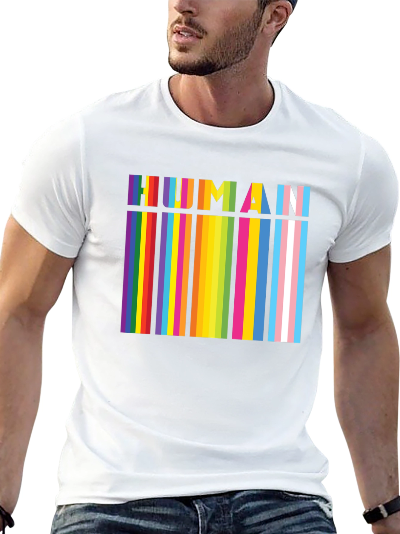 HUMAN Pride Rainbow Stripes T-Shirt