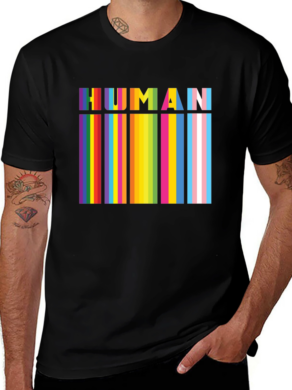 HUMAN Pride Rainbow Stripes T-Shirt