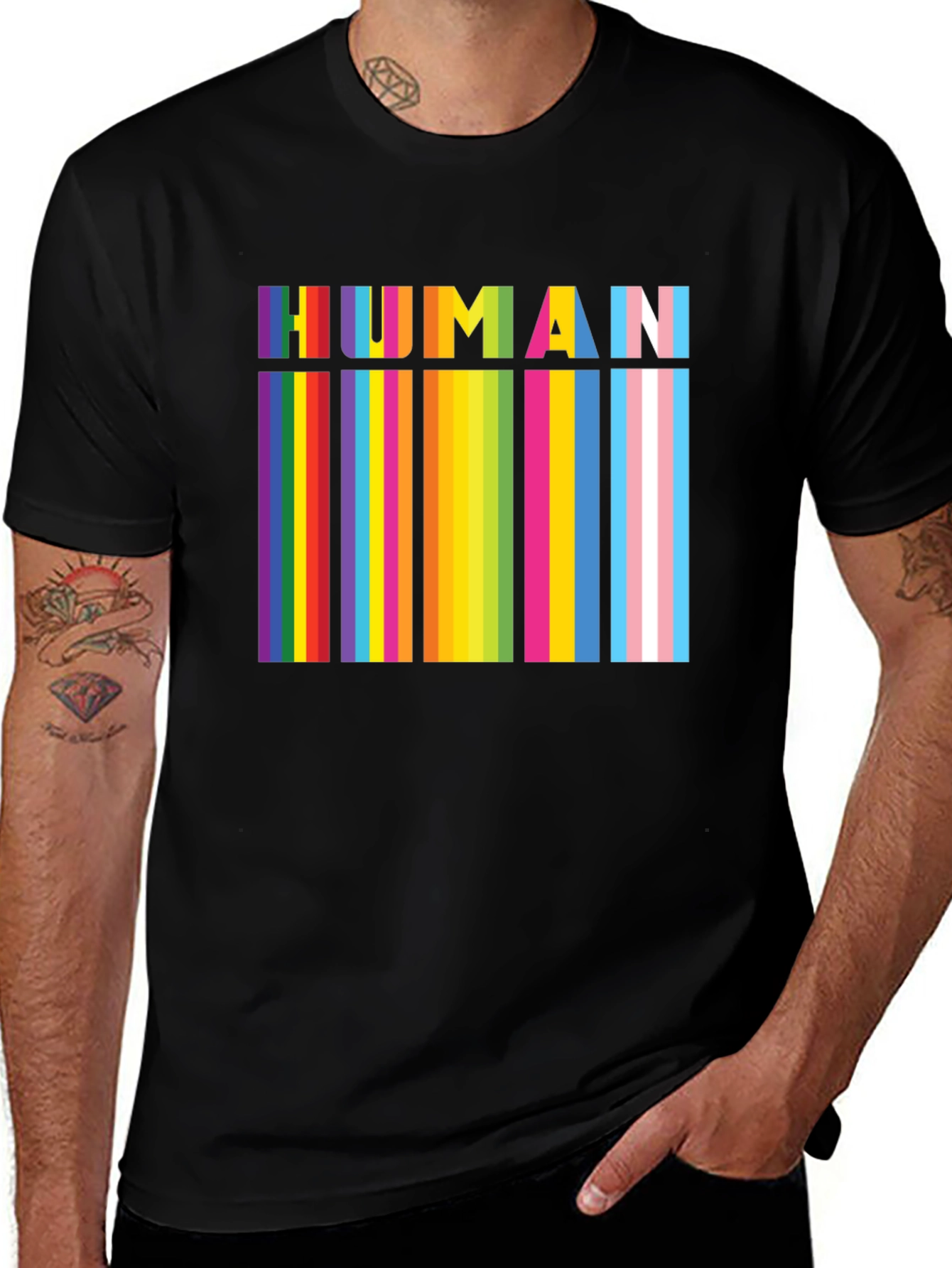 HUMAN Pride Rainbow Stripes T-Shirt