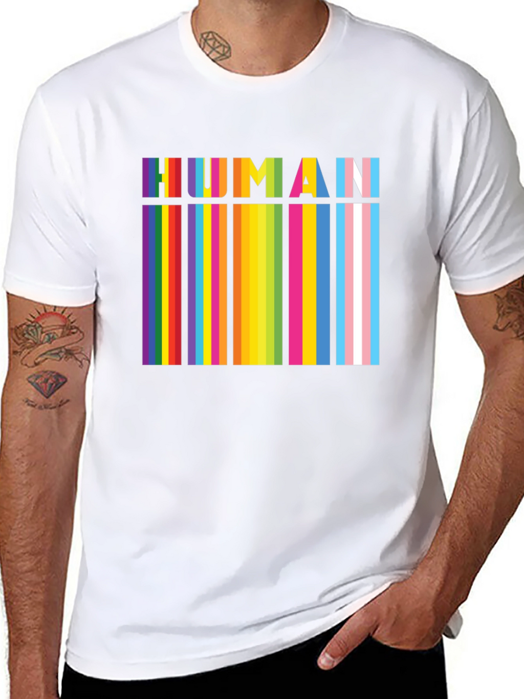 HUMAN Pride Rainbow Stripes T-Shirt