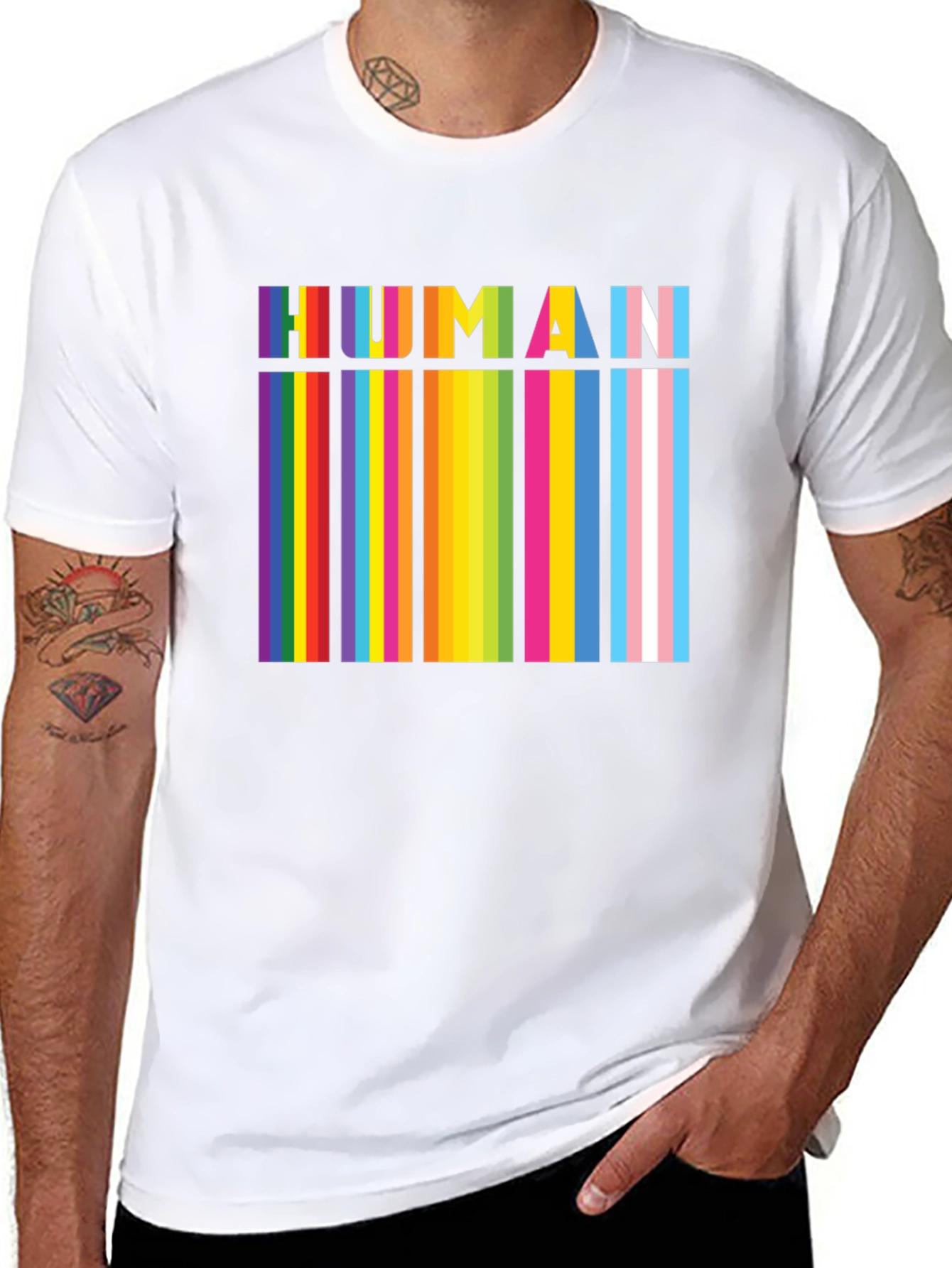 HUMAN Pride Rainbow Stripes T-Shirt