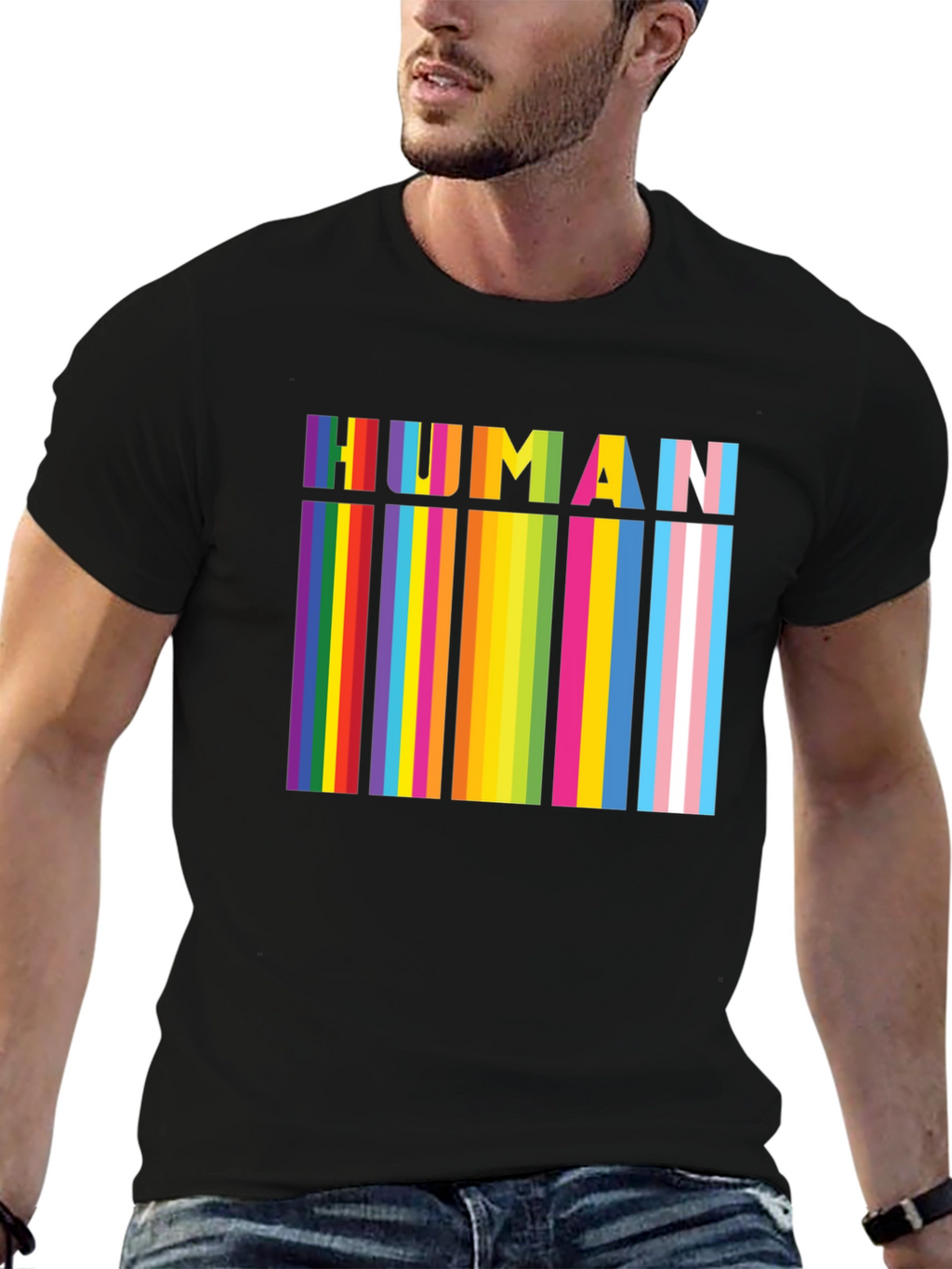 HUMAN Pride Rainbow Stripes T-Shirt