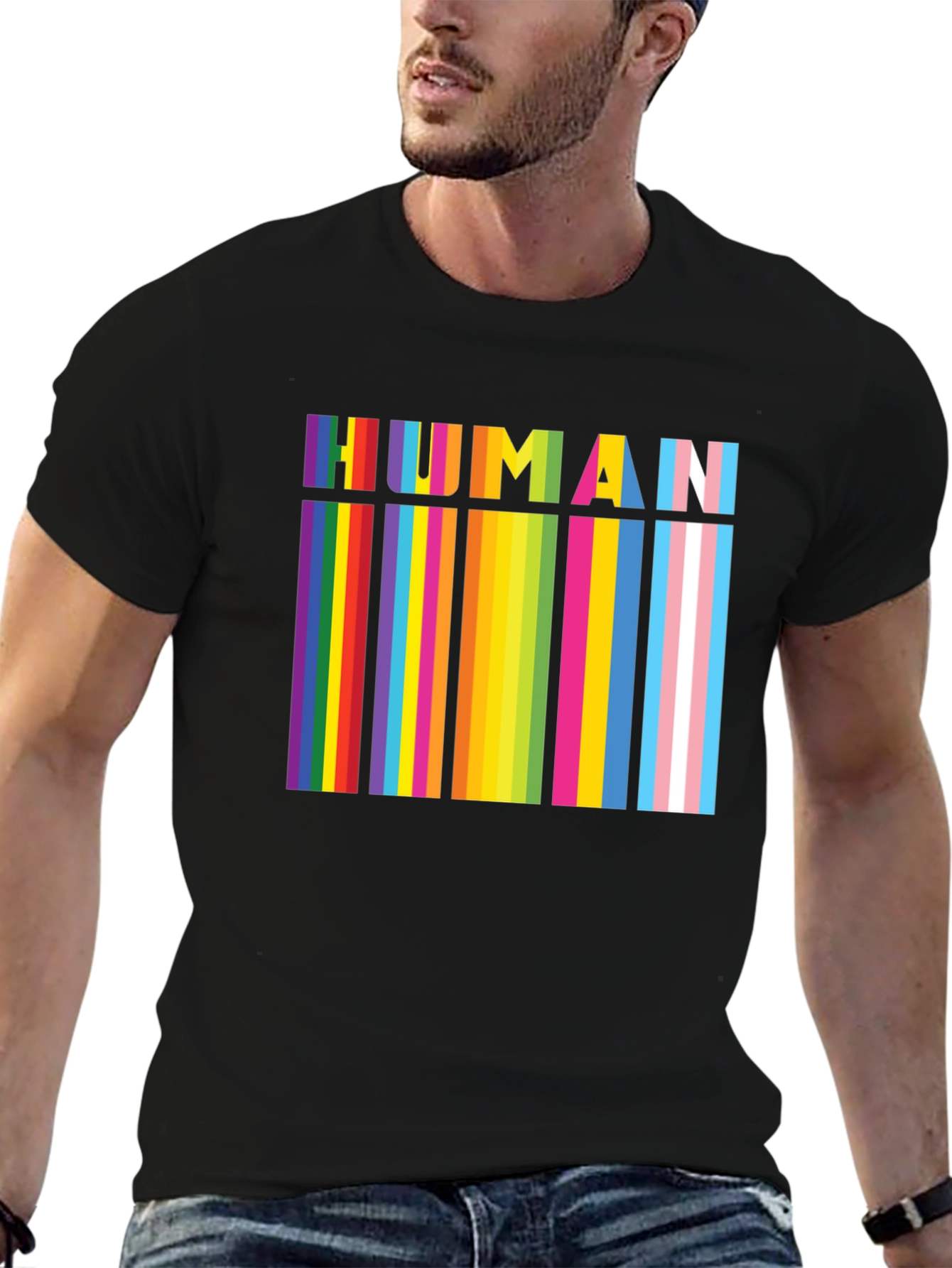 HUMAN Pride Rainbow Stripes T-Shirt