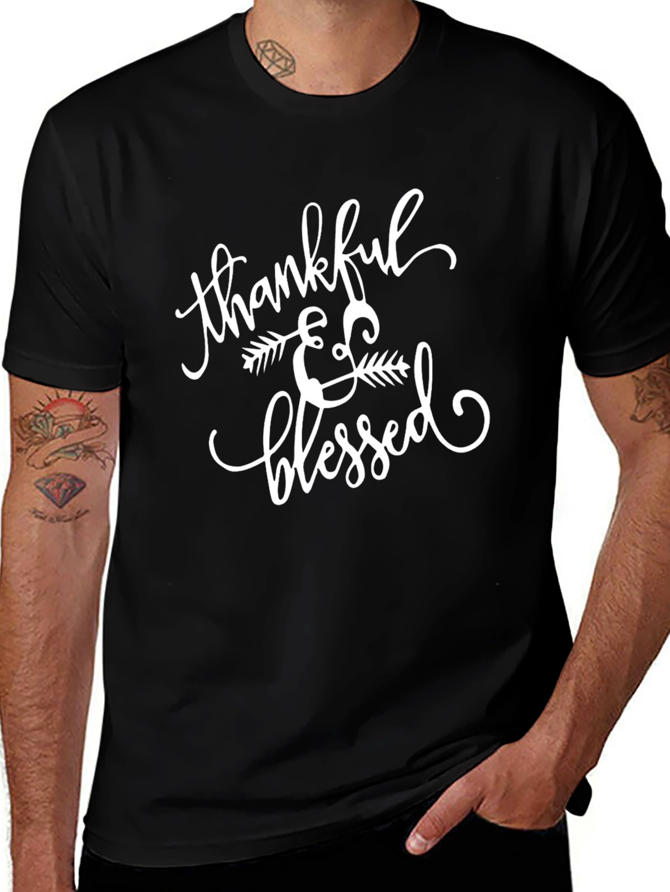 Thankful & Blessed Black T-Shirt