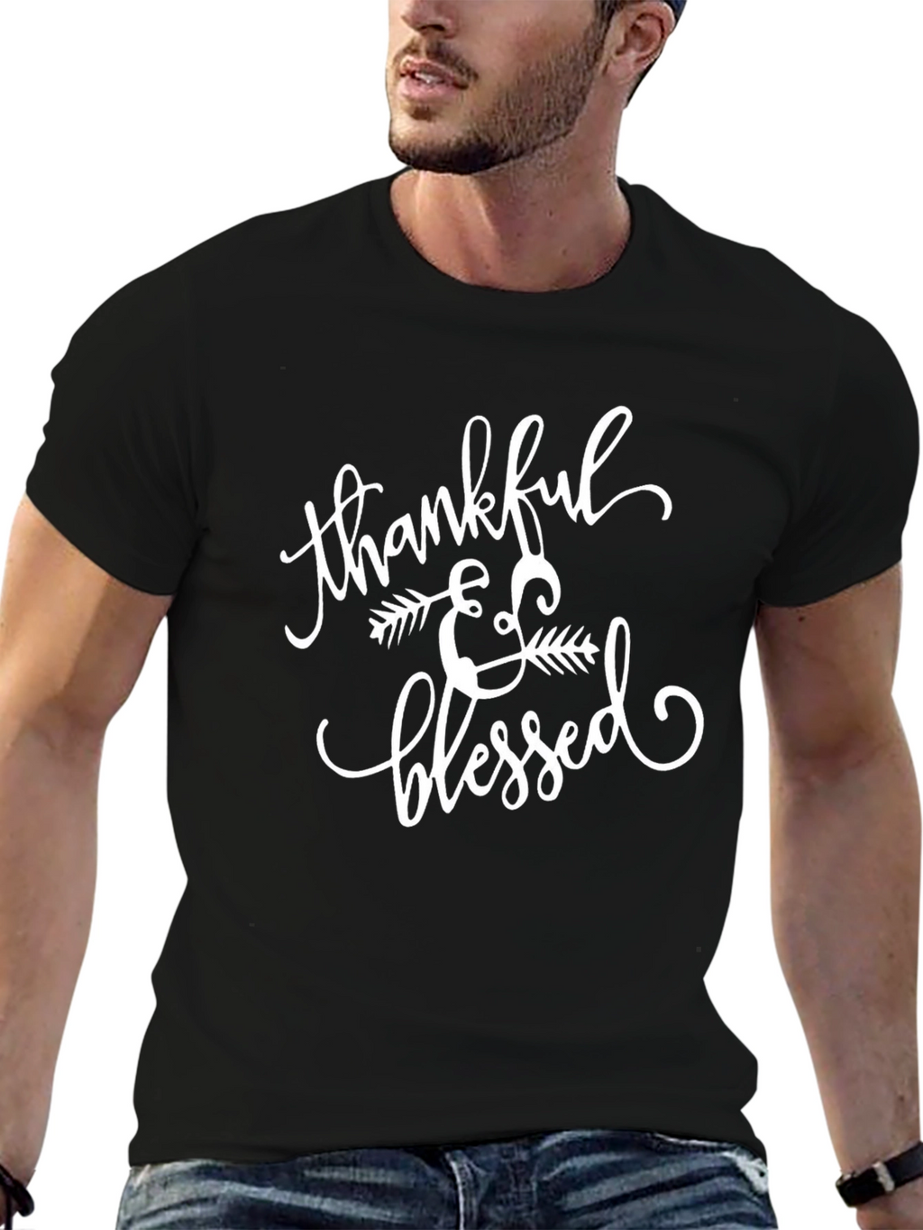 Thankful & Blessed Black T-Shirt