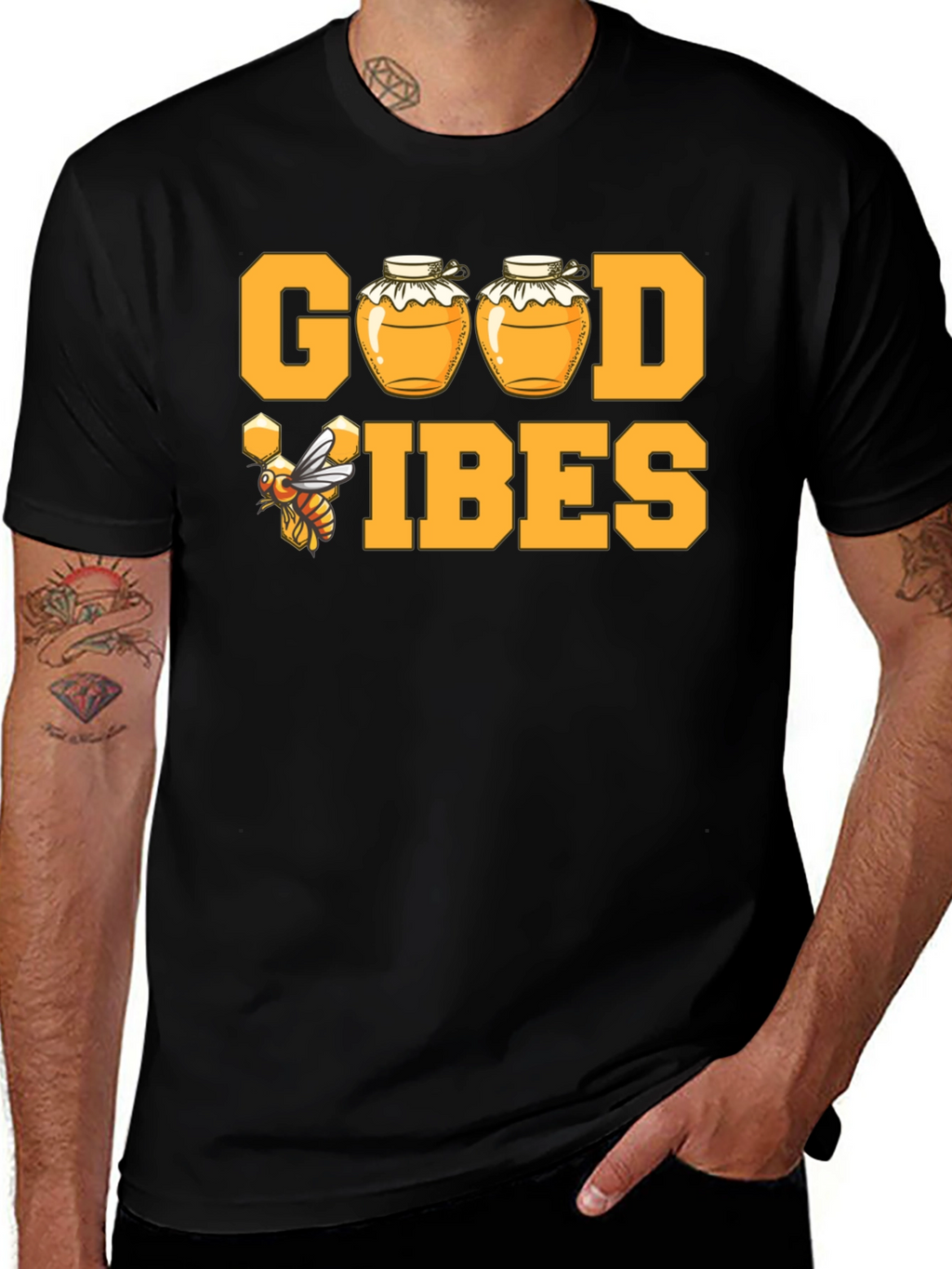 Good Vibes Honey Bee T-Shirt - Black
