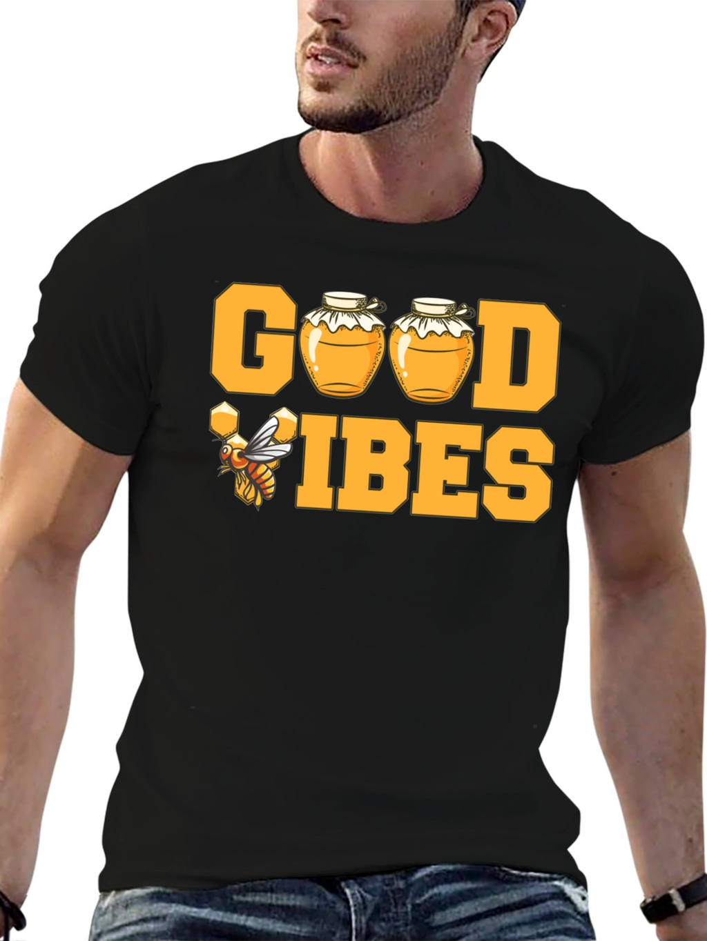 Good Vibes Honey Bee T-Shirt - Black