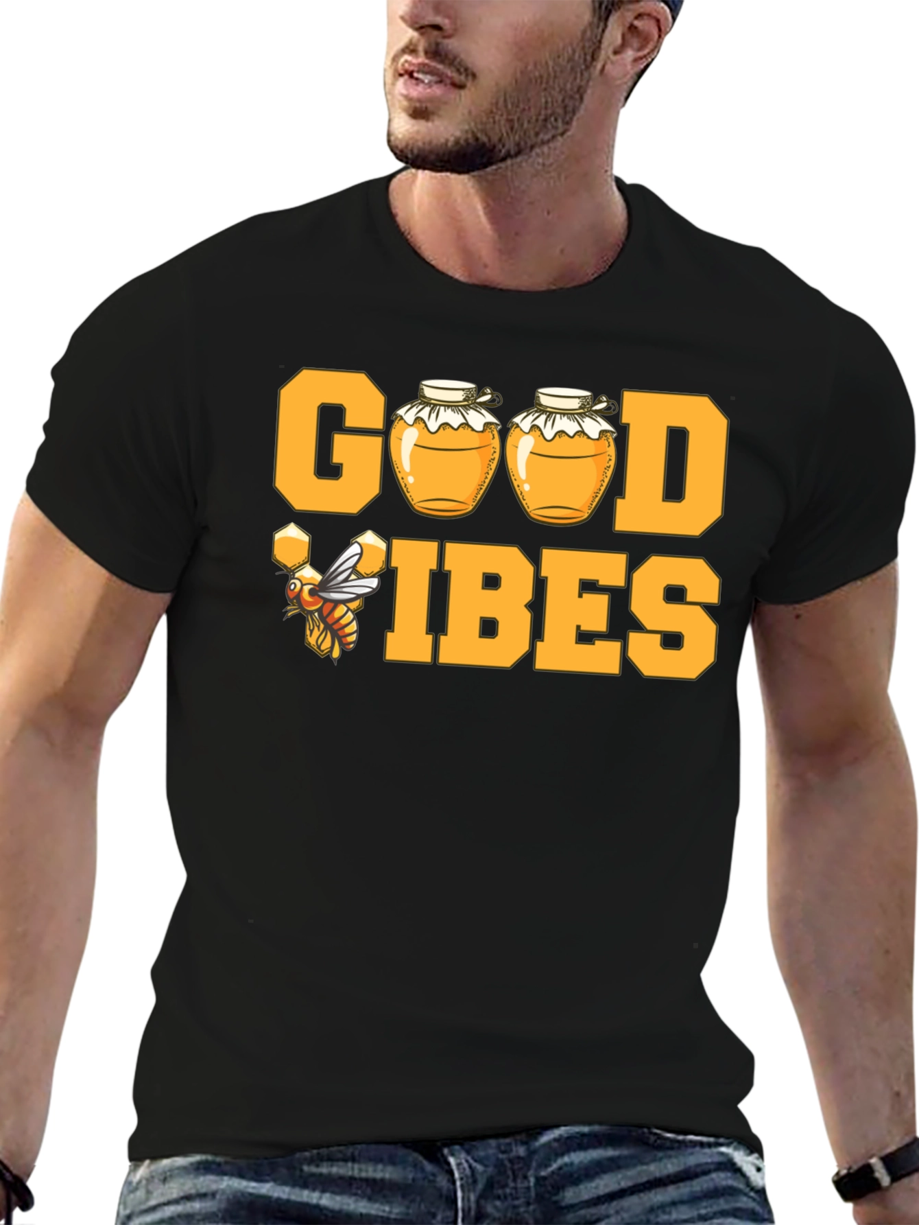 Good Vibes Honey Bee T-Shirt - Black