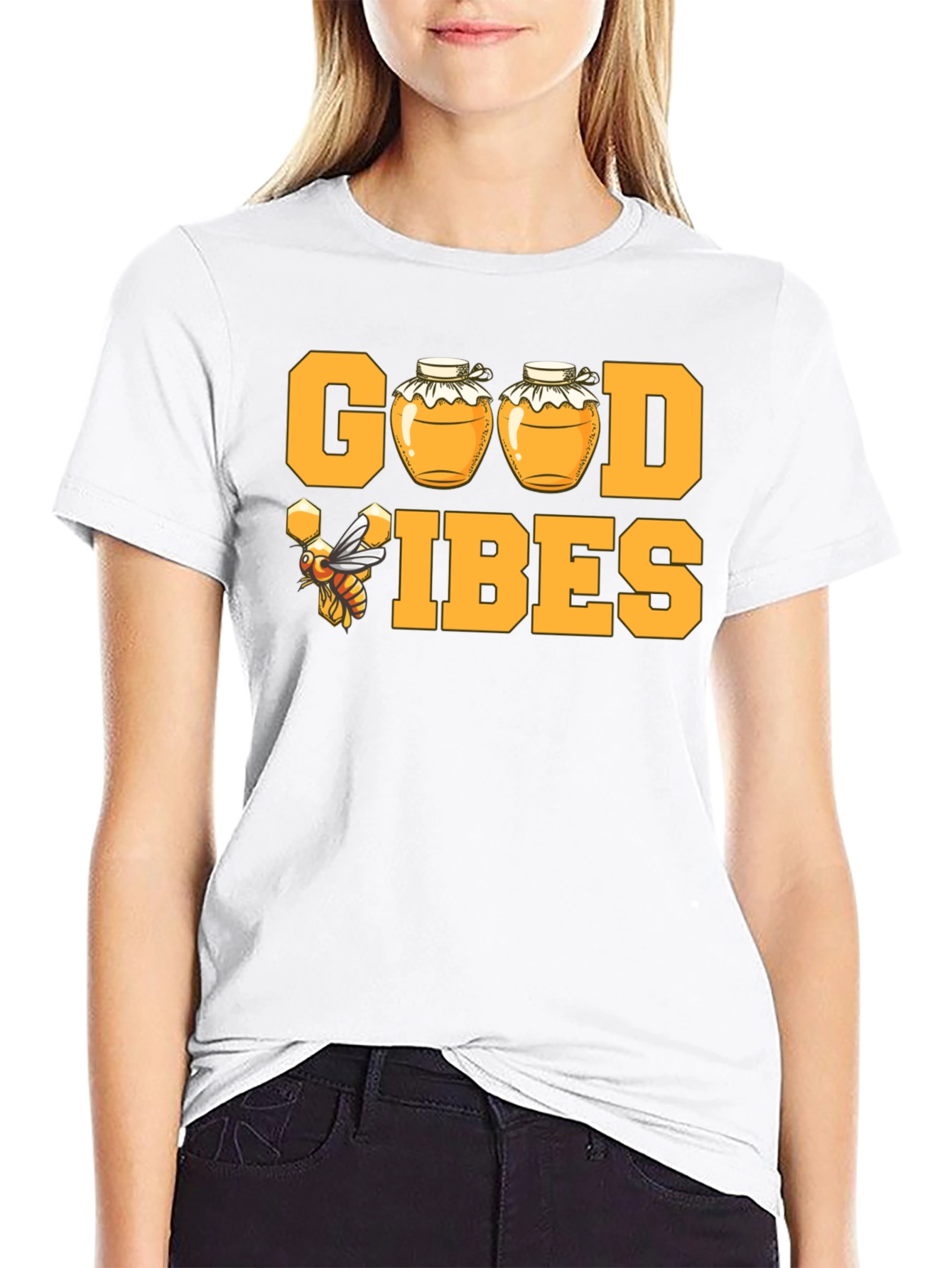 Good Vibes Honey Bee T-Shirt - Black